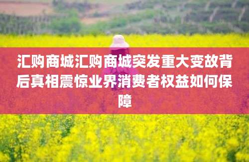 汇购商城汇购商城突发重大变故背后真相震惊业界消费者权益如何保障