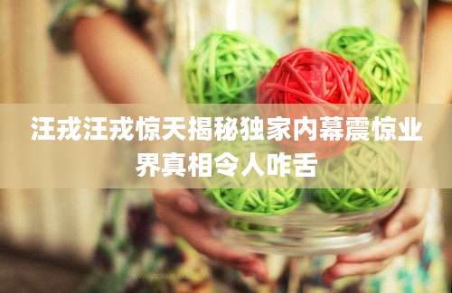 汪戎汪戎惊天揭秘独家内幕震惊业界真相令人咋舌