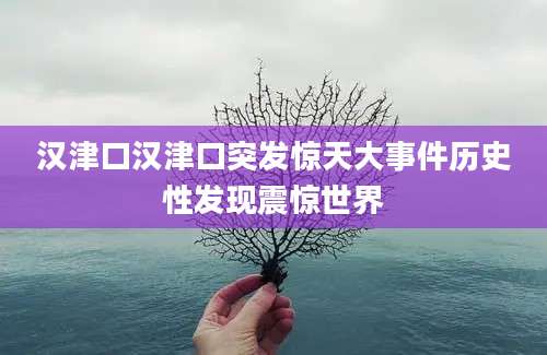 汉津口汉津口突发惊天大事件历史性发现震惊世界