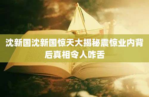 沈新国沈新国惊天大揭秘震惊业内背后真相令人咋舌