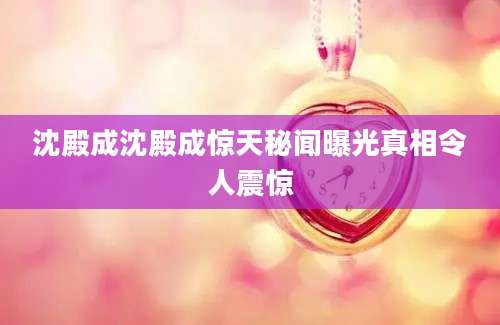 沈殿成沈殿成惊天秘闻曝光真相令人震惊