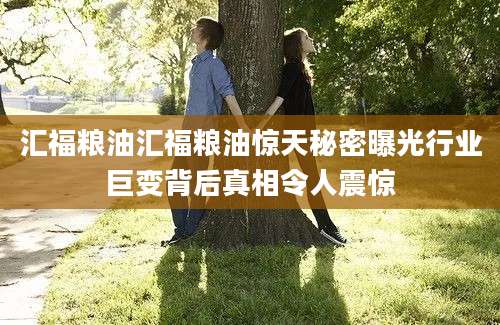 汇福粮油汇福粮油惊天秘密曝光行业巨变背后真相令人震惊