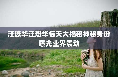 汪懋华汪懋华惊天大揭秘神秘身份曝光业界震动