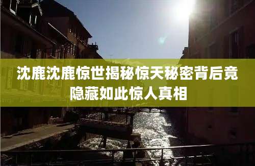 沈鹿沈鹿惊世揭秘惊天秘密背后竟隐藏如此惊人真相