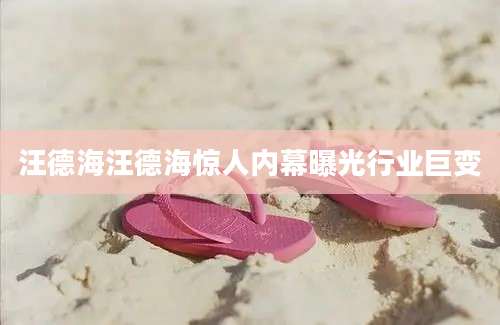 汪德海汪德海惊人内幕曝光行业巨变