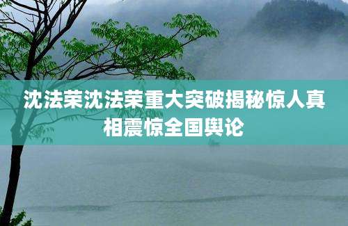 沈法荣沈法荣重大突破揭秘惊人真相震惊全国舆论