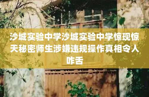 沙城实验中学沙城实验中学惊现惊天秘密师生涉嫌违规操作真相令人咋舌