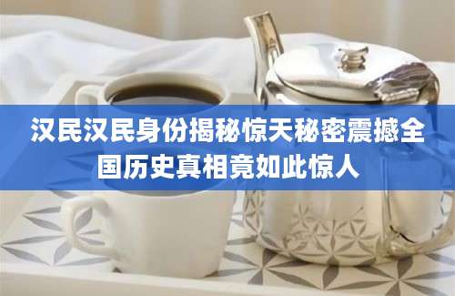 汉民汉民身份揭秘惊天秘密震撼全国历史真相竟如此惊人