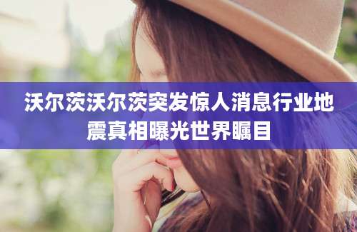 沃尔茨沃尔茨突发惊人消息行业地震真相曝光世界瞩目