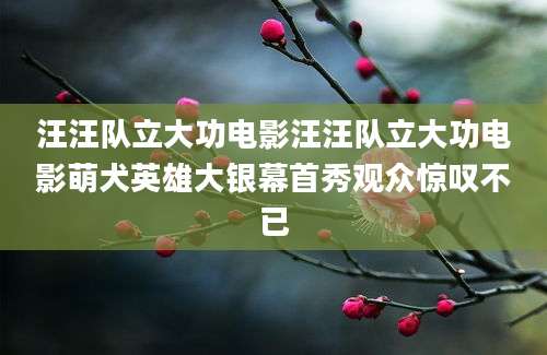 汪汪队立大功电影汪汪队立大功电影萌犬英雄大银幕首秀观众惊叹不已