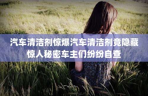 汽车清洁剂惊爆汽车清洁剂竟隐藏惊人秘密车主们纷纷自查