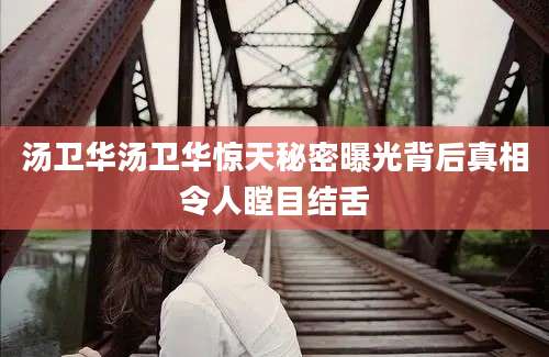 汤卫华汤卫华惊天秘密曝光背后真相令人瞠目结舌