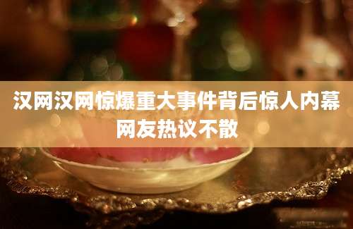汉网汉网惊爆重大事件背后惊人内幕网友热议不散