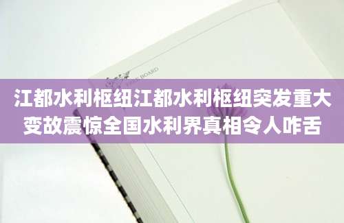 江都水利枢纽江都水利枢纽突发重大变故震惊全国水利界真相令人咋舌
