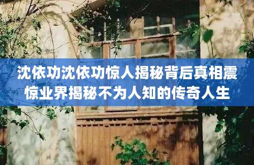 沈依功沈依功惊人揭秘背后真相震惊业界揭秘不为人知的传奇人生