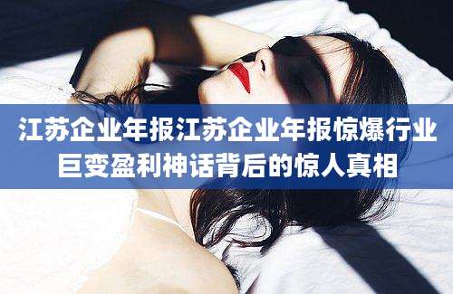 江苏企业年报江苏企业年报惊爆行业巨变盈利神话背后的惊人真相