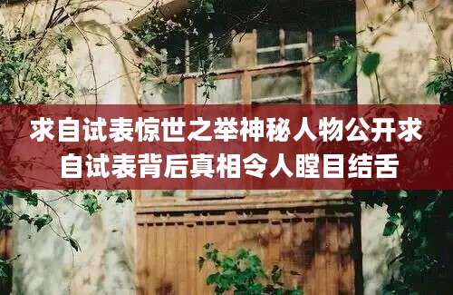 求自试表惊世之举神秘人物公开求自试表背后真相令人瞠目结舌