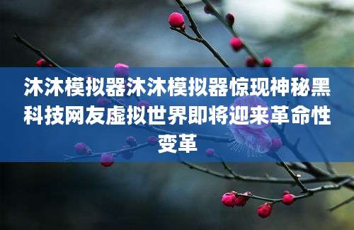 沐沐模拟器沐沐模拟器惊现神秘黑科技网友虚拟世界即将迎来革命性变革