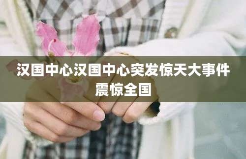 汉国中心汉国中心突发惊天大事件震惊全国