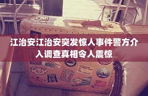 江治安江治安突发惊人事件警方介入调查真相令人震惊