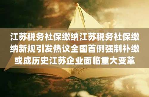 江苏税务社保缴纳江苏税务社保缴纳新规引发热议全国首例强制补缴或成历史江苏企业面临重大变革