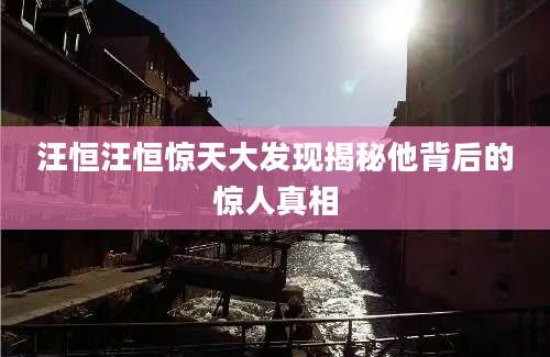 汪恒汪恒惊天大发现揭秘他背后的惊人真相