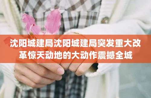 沈阳城建局沈阳城建局突发重大改革惊天动地的大动作震撼全城