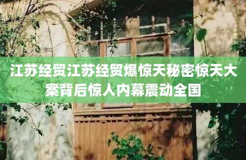 江苏经贸江苏经贸爆惊天秘密惊天大案背后惊人内幕震动全国