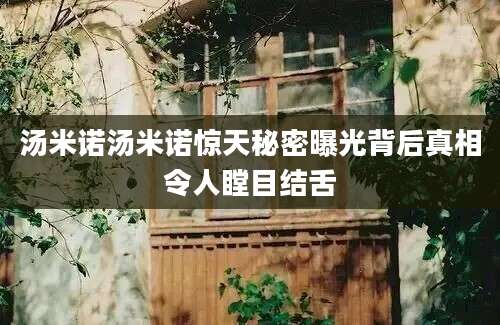 汤米诺汤米诺惊天秘密曝光背后真相令人瞠目结舌