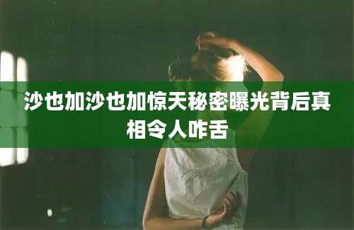 沙也加沙也加惊天秘密曝光背后真相令人咋舌