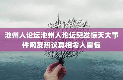 池州人论坛池州人论坛突发惊天大事件网友热议真相令人震惊