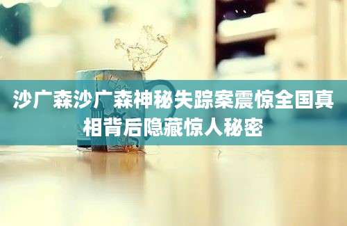 沙广森沙广森神秘失踪案震惊全国真相背后隐藏惊人秘密