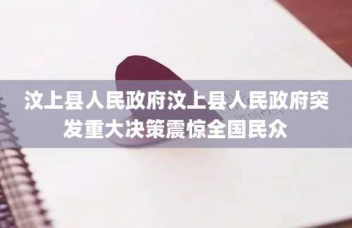 汶上县人民政府汶上县人民政府突发重大决策震惊全国民众