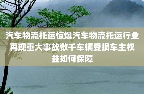 汽车物流托运惊爆汽车物流托运行业再现重大事故数千车辆受损车主权益如何保障