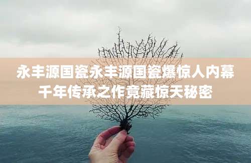 永丰源国瓷永丰源国瓷爆惊人内幕千年传承之作竟藏惊天秘密