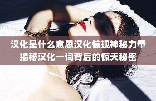 汉化是什么意思汉化惊现神秘力量揭秘汉化一词背后的惊天秘密